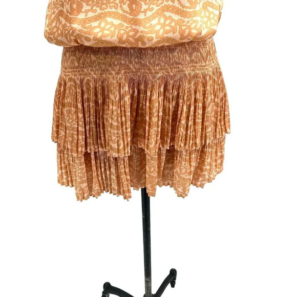 Current Air Los Angeles The Wyland Dress Smocked Mini Orange Floral Size Small - Picture 6 of 15